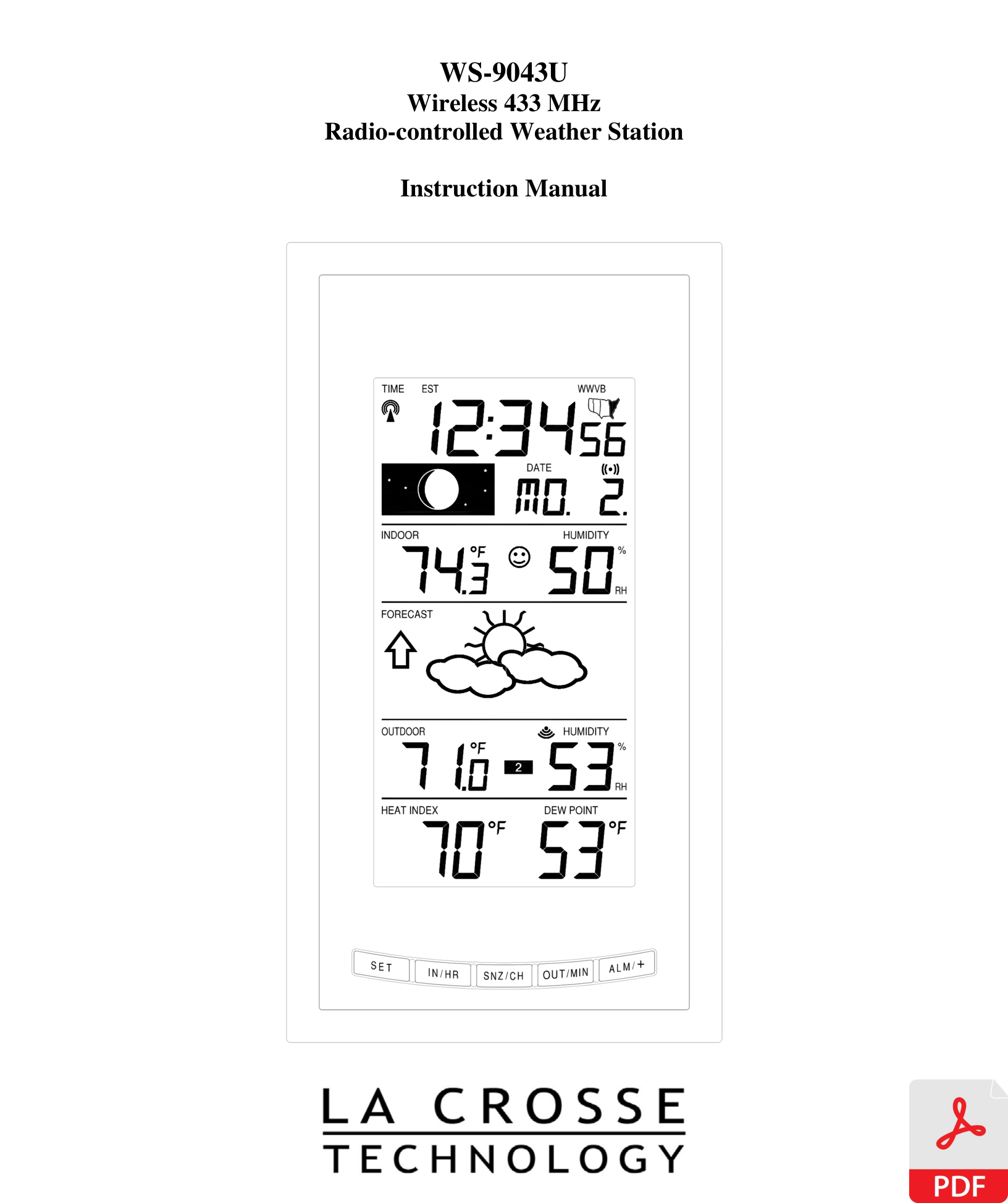 La Crosse ~ ws 9043twc ~ manual PDF